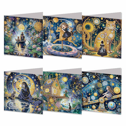 6pcs Diamond Painting Greeting Cards Handmade DIY Diamond Art Cards for Adults