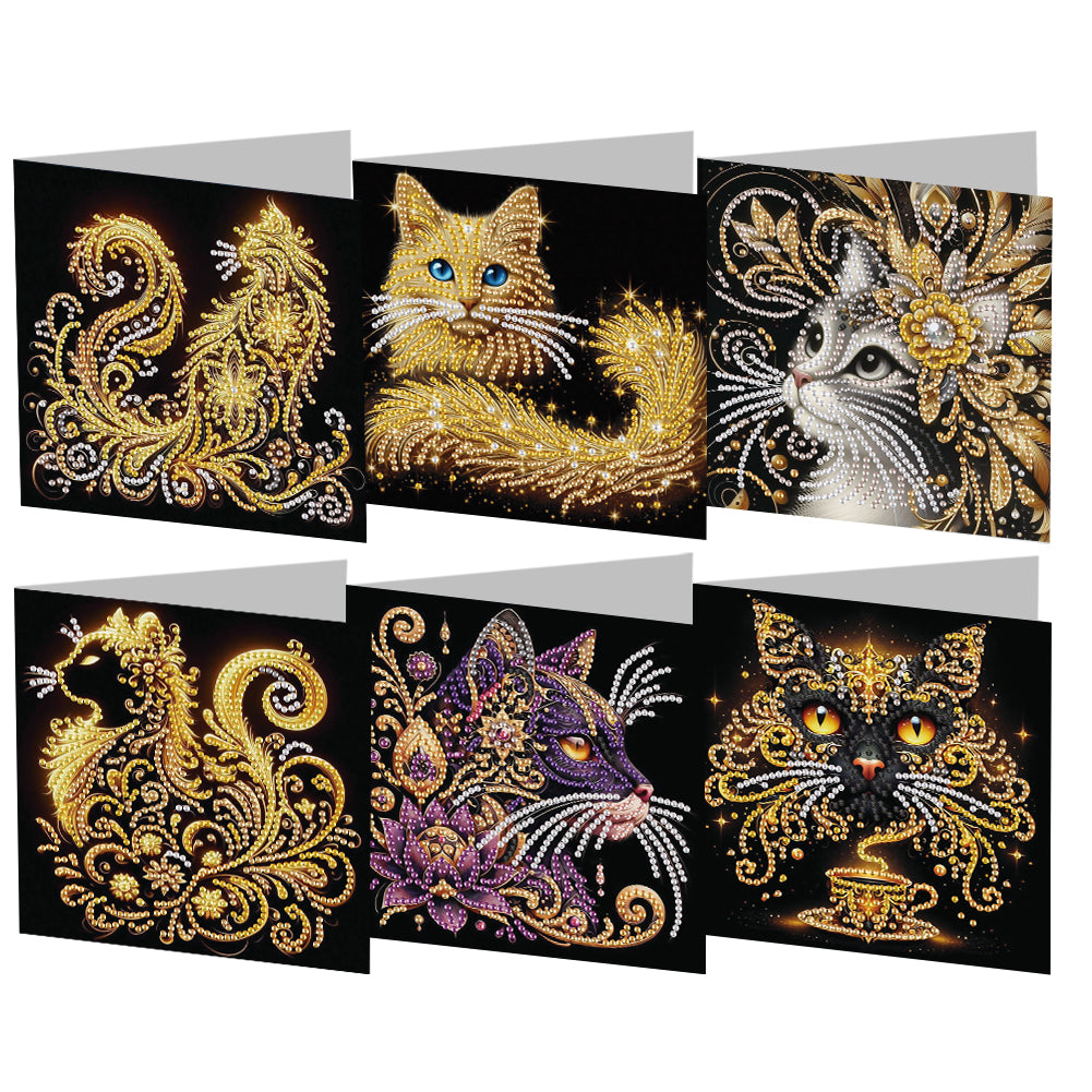 6pcs Diamond Painting Greeting Cards Handmade DIY Diamond Art Cards for Adults