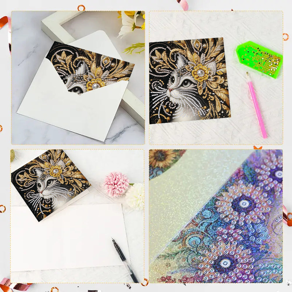 6pcs Diamond Painting Greeting Cards Handmade DIY Diamond Art Cards for Adults