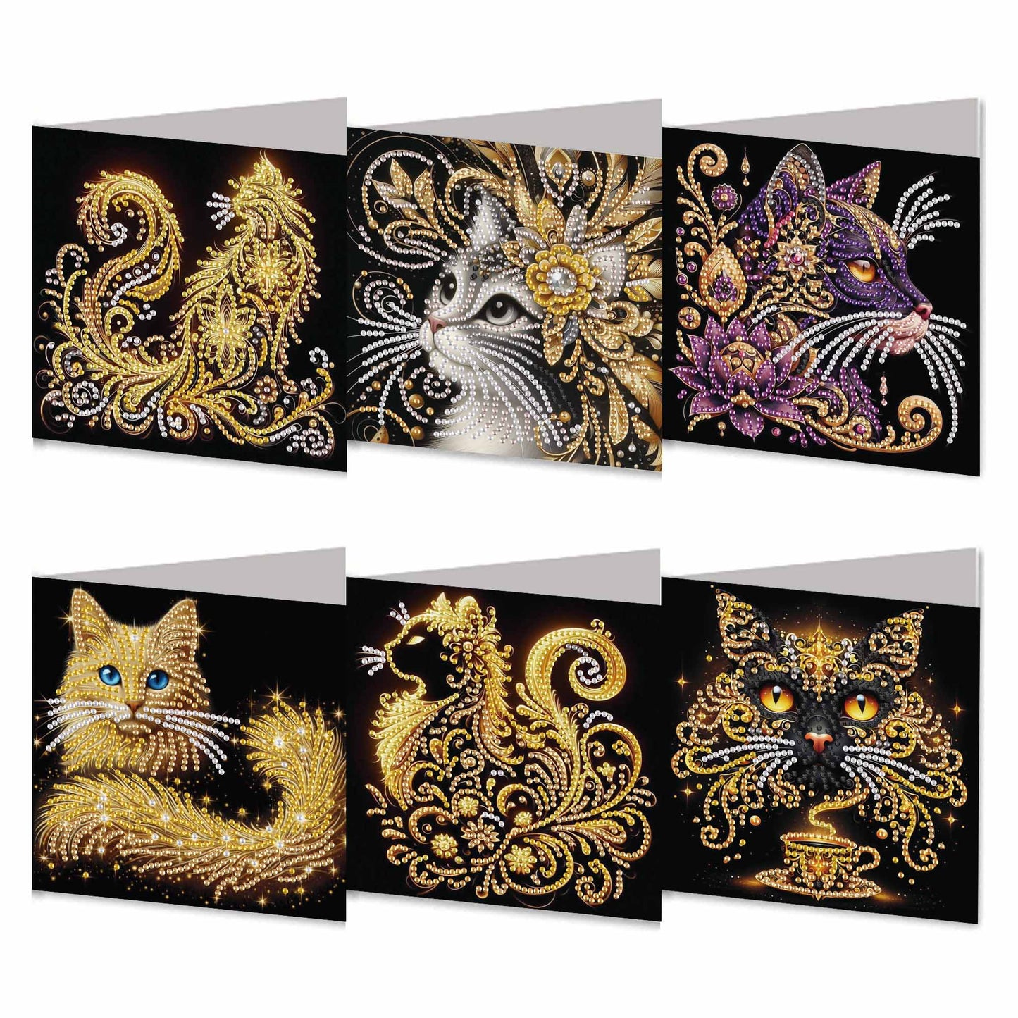 6pcs Diamond Painting Greeting Cards Handmade DIY Diamond Art Cards for Adults