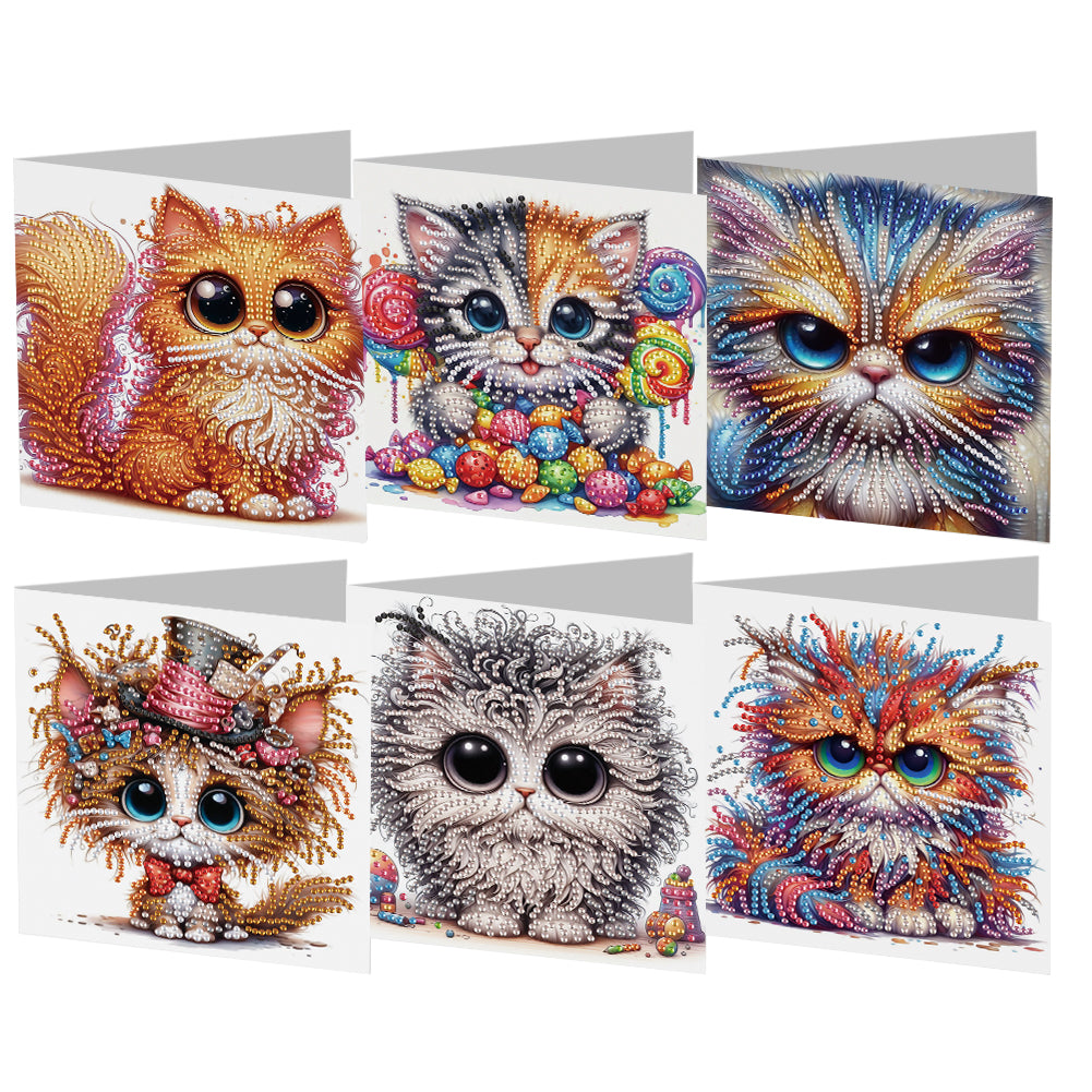 6pcs Diamond Painting Greeting Cards Handmade DIY Diamond Art Cards for Adults