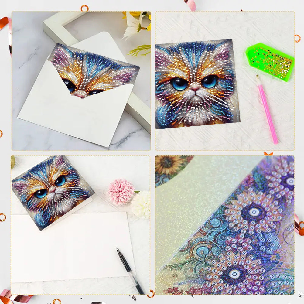 6pcs Diamond Painting Greeting Cards Handmade DIY Diamond Art Cards for Adults