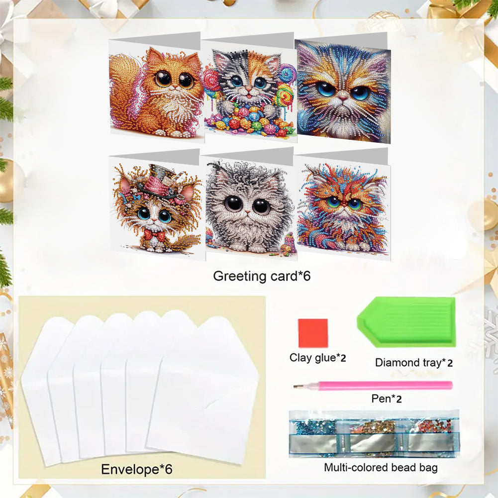 6pcs Diamond Painting Greeting Cards Handmade DIY Diamond Art Cards for Adults