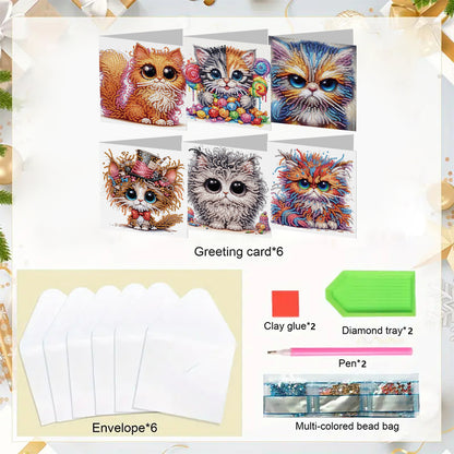 6pcs Diamond Painting Greeting Cards Handmade DIY Diamond Art Cards for Adults
