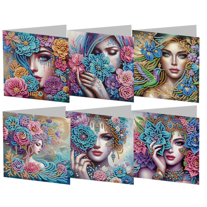 6pcs Diamond Painting Greeting Cards Handmade DIY Diamond Art Cards for Adults