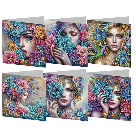 6pcs Diamond Painting Greeting Cards Handmade DIY Diamond Art Cards for Adults