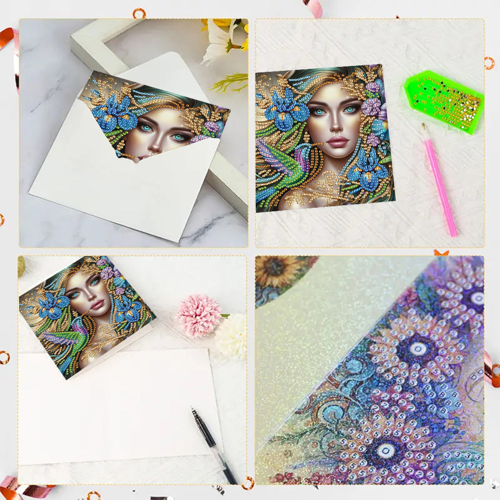 6pcs Diamond Painting Greeting Cards Handmade DIY Diamond Art Cards for Adults