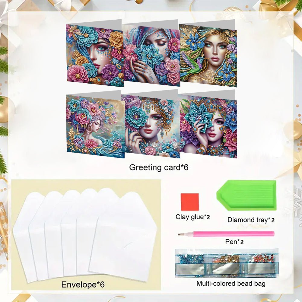 6pcs Diamond Painting Greeting Cards Handmade DIY Diamond Art Cards for Adults