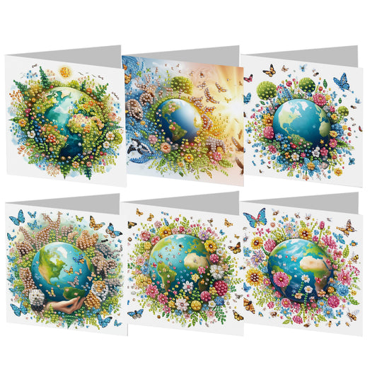 6pcs Diamond Painting Greeting Cards Handmade DIY Diamond Art Cards for Adults