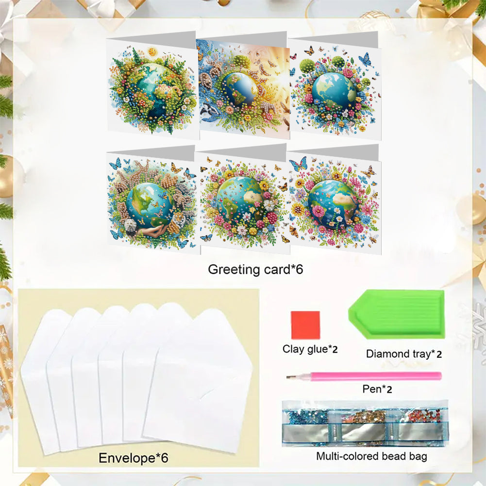 6pcs Diamond Painting Greeting Cards Handmade DIY Diamond Art Cards for Adults