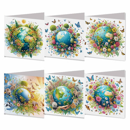 6pcs Diamond Painting Greeting Cards Handmade DIY Diamond Art Cards for Adults