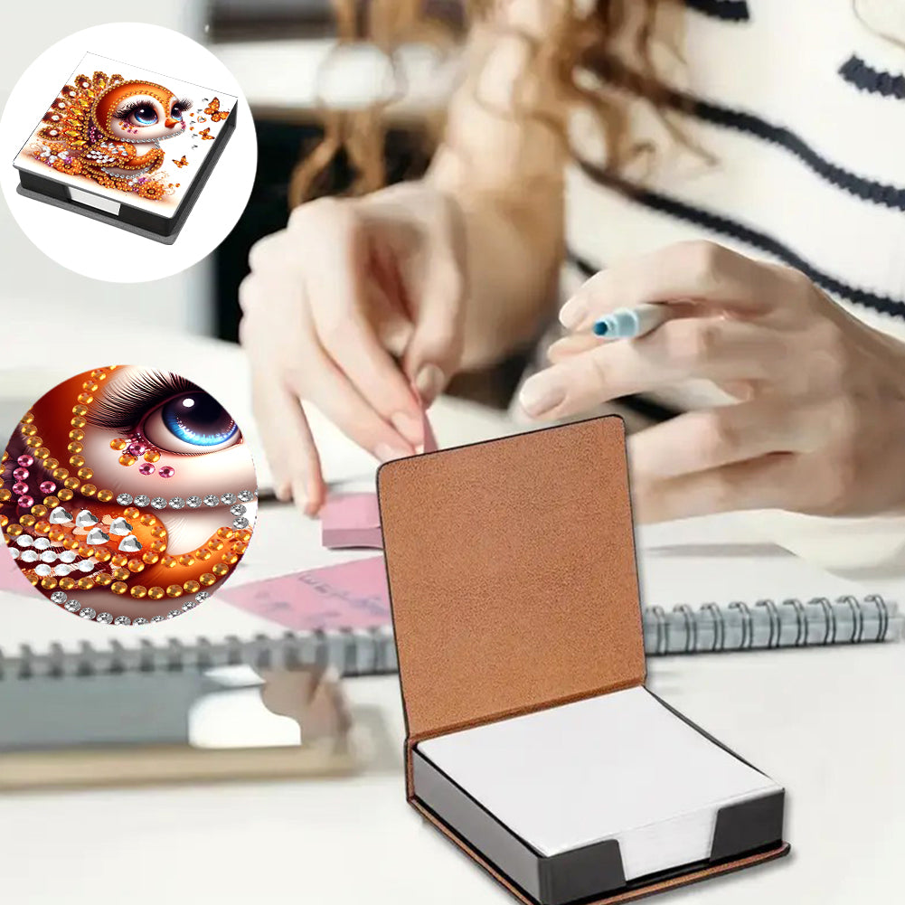 Leather Animals Diamond Painting Notecard Box Flowers Gem Art Sticky Note Holder