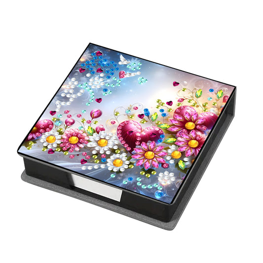 Leather Animals Diamond Painting Notecard Box Flowers Gem Art Sticky Note Holder