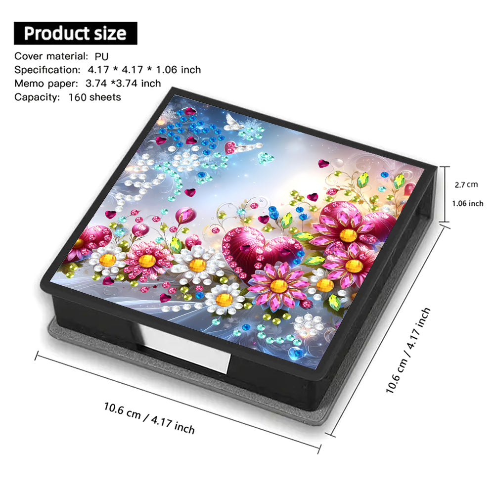 Leather Animals Diamond Painting Notecard Box Flowers Gem Art Sticky Note Holder