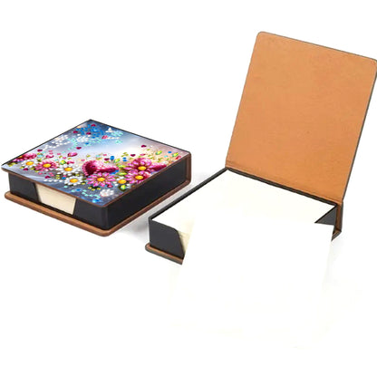 Leather Animals Diamond Painting Notecard Box Flowers Gem Art Sticky Note Holder