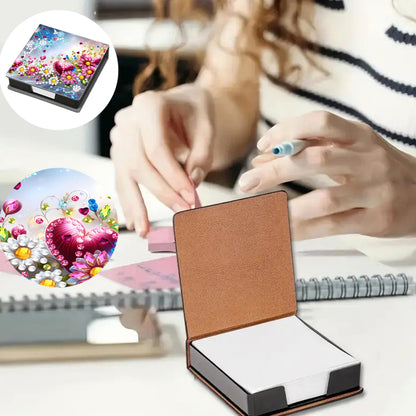 Leather Animals Diamond Painting Notecard Box Flowers Gem Art Sticky Note Holder