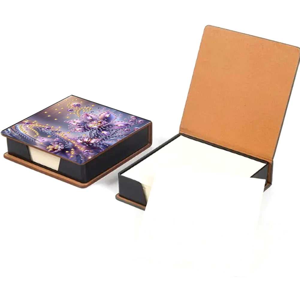 Leather Animals Diamond Painting Notecard Box Flowers Gem Art Sticky Note Holder