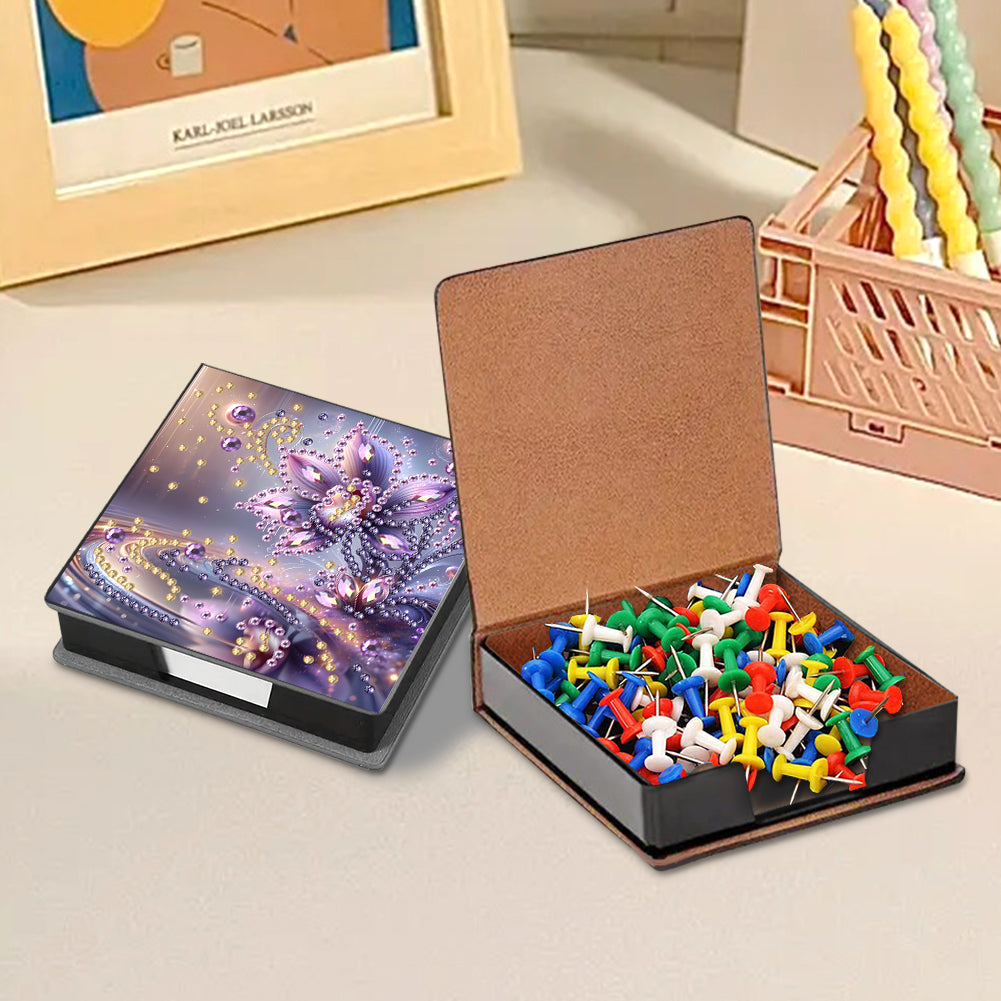 Leather Animals Diamond Painting Notecard Box Flowers Gem Art Sticky Note Holder