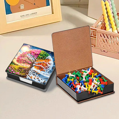 Leather Animals Diamond Painting Notecard Box Flowers Gem Art Sticky Note Holder