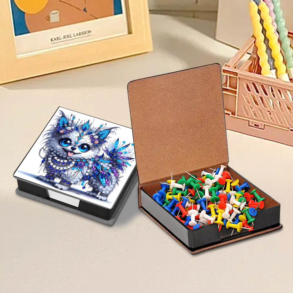 Leather Animals Diamond Painting Notecard Box Flowers Gem Art Sticky Note Holder