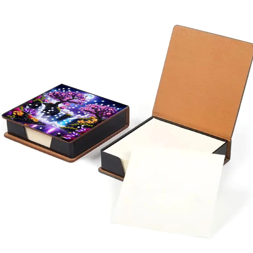 Leather Animals Diamond Painting Notecard Box Flowers Gem Art Sticky Note Holder