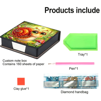 Leather Animals Diamond Painting Notecard Box Flowers Gem Art Sticky Note Holder
