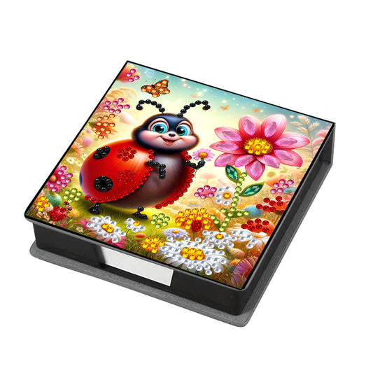 Leather Animals Diamond Painting Notecard Box Flowers Gem Art Sticky Note Holder