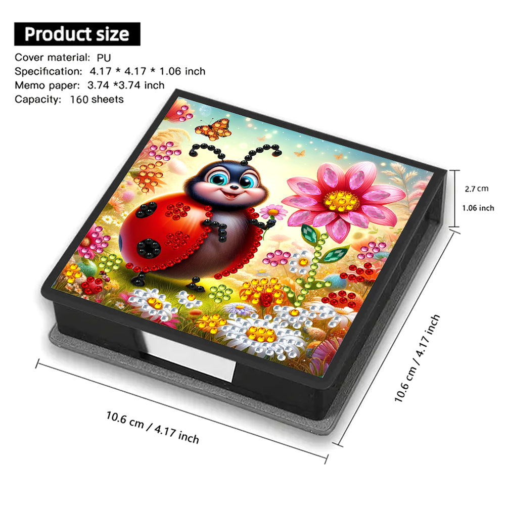 Leather Animals Diamond Painting Notecard Box Flowers Gem Art Sticky Note Holder