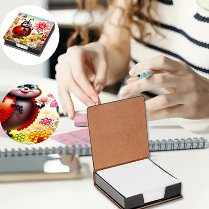 Leather Animals Diamond Painting Notecard Box Flowers Gem Art Sticky Note Holder