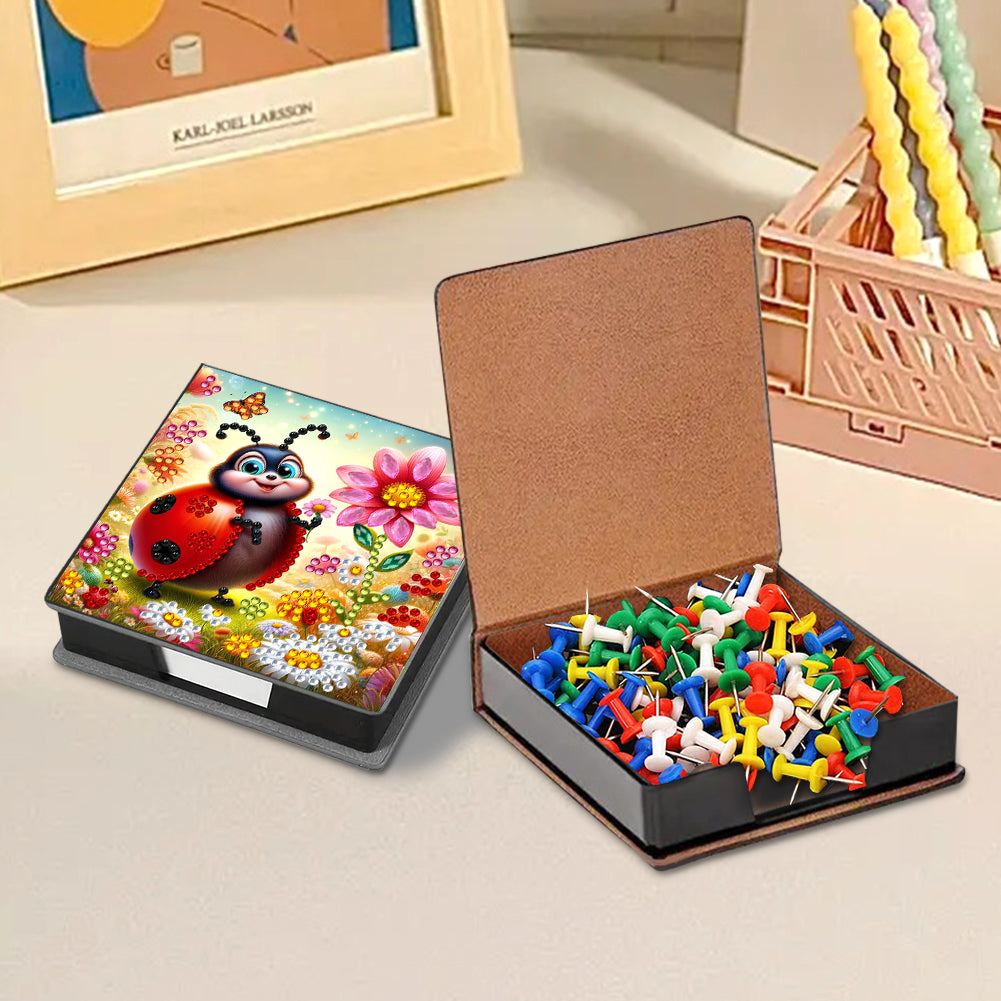 Leather Animals Diamond Painting Notecard Box Flowers Gem Art Sticky Note Holder