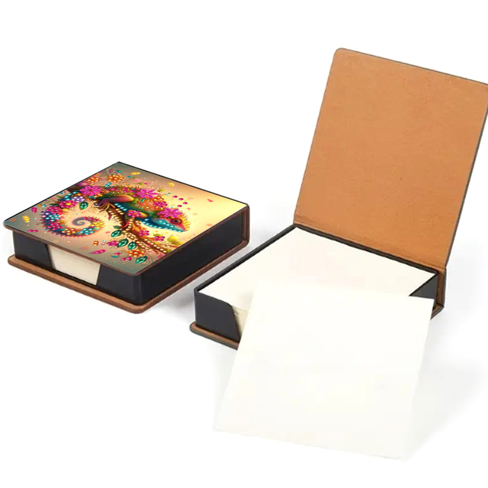 Leather Animals Diamond Painting Notecard Box Flowers Gem Art Sticky Note Holder