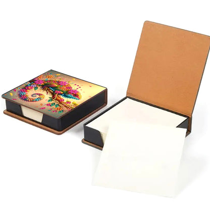 Leather Animals Diamond Painting Notecard Box Flowers Gem Art Sticky Note Holder