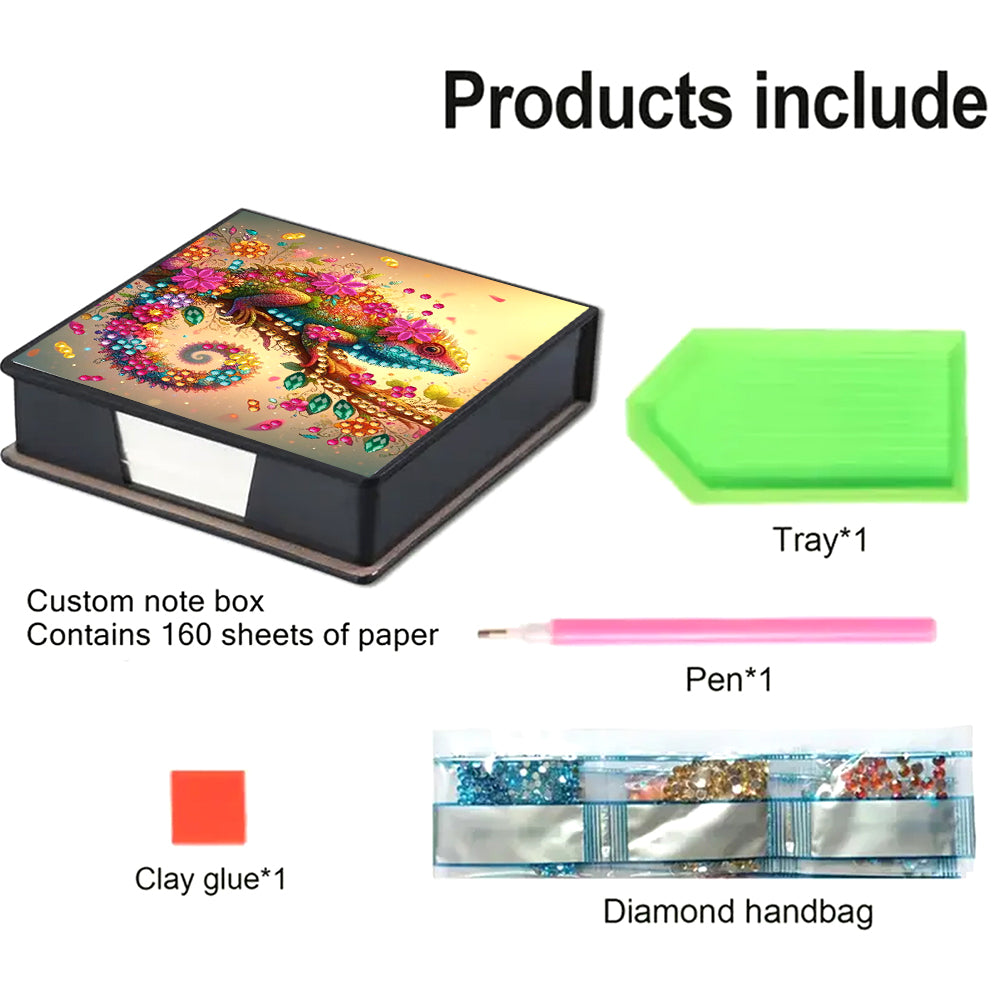 Leather Animals Diamond Painting Notecard Box Flowers Gem Art Sticky Note Holder