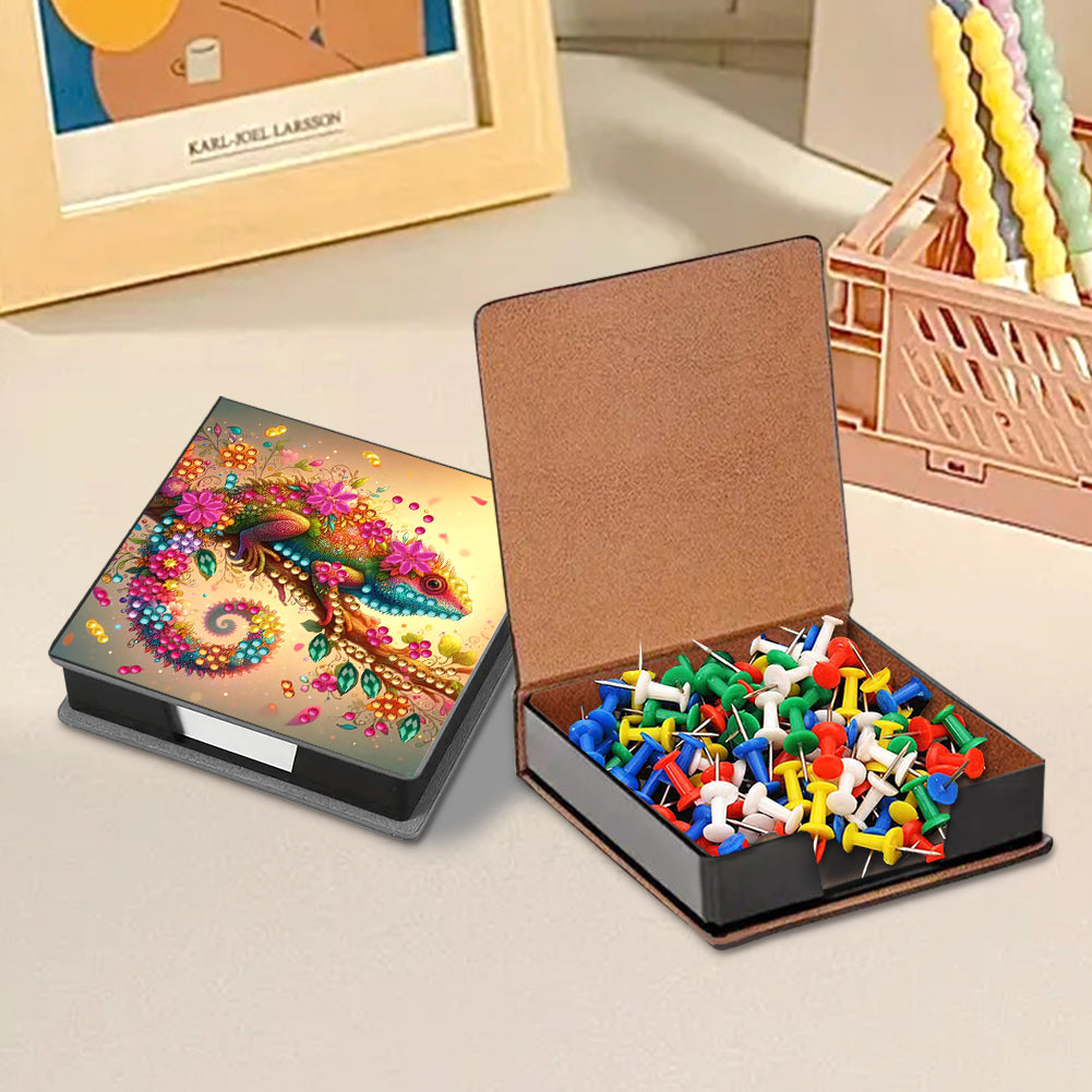 Leather Animals Diamond Painting Notecard Box Flowers Gem Art Sticky Note Holder
