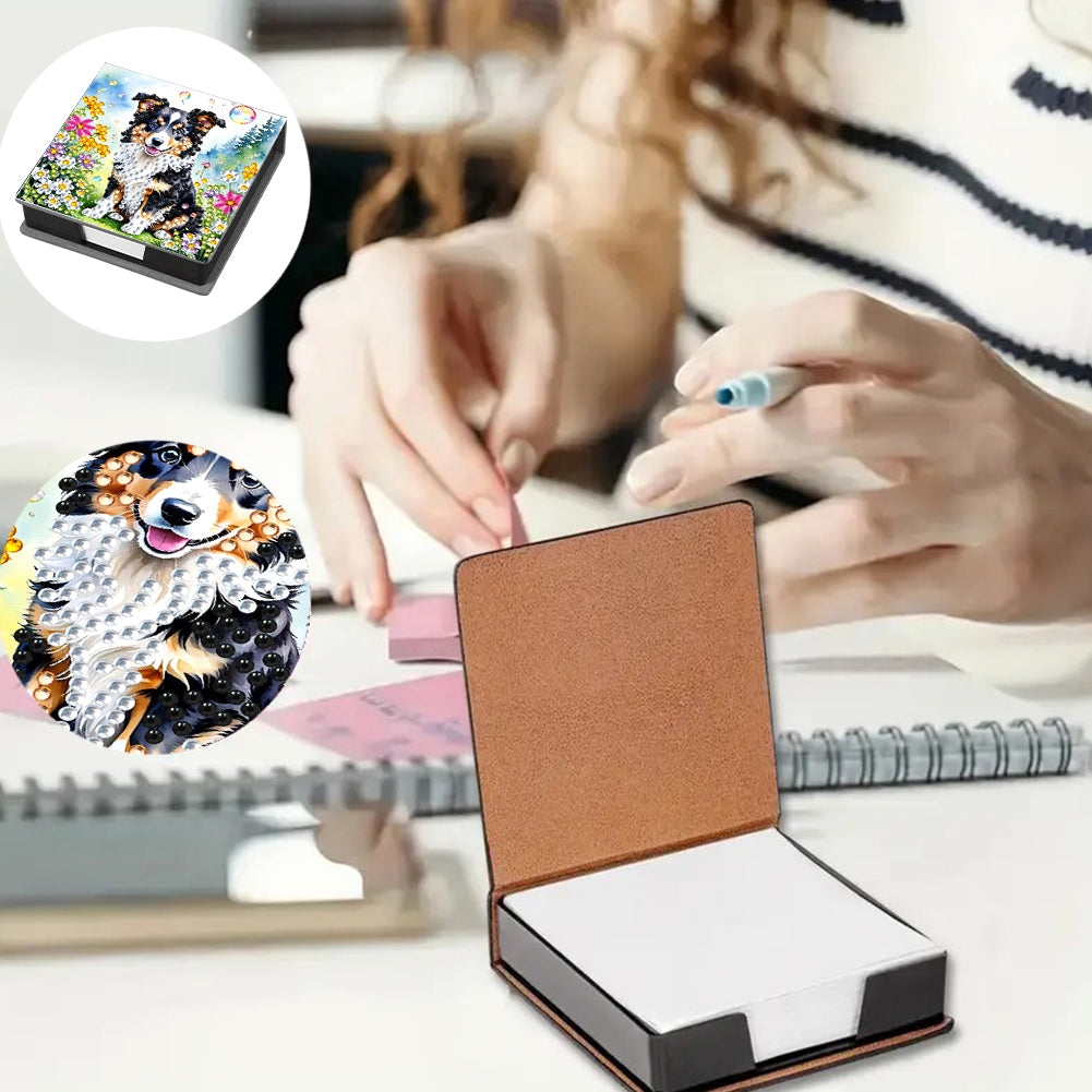 Leather Animals Diamond Painting Notecard Box Flowers Gem Art Sticky Note Holder