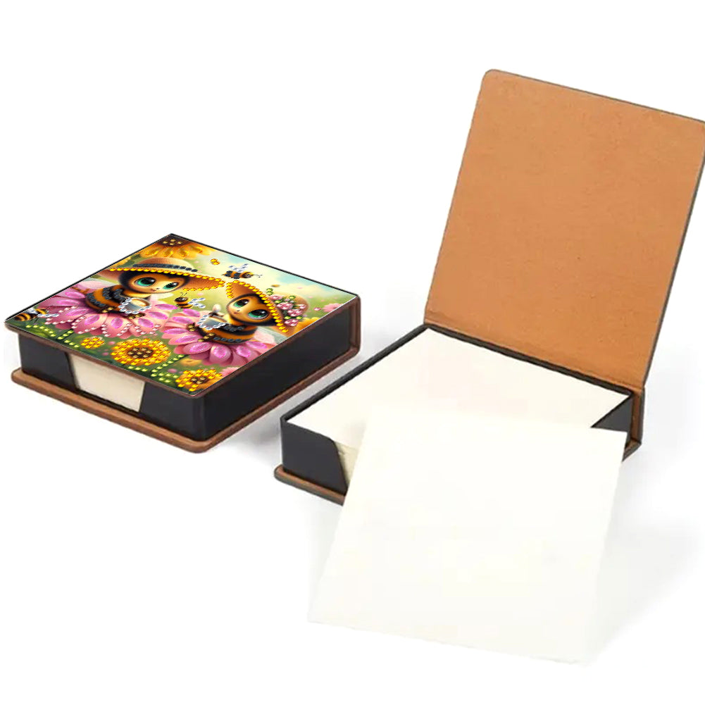 Leather Animals Diamond Painting Notecard Box Flowers Gem Art Sticky Note Holder