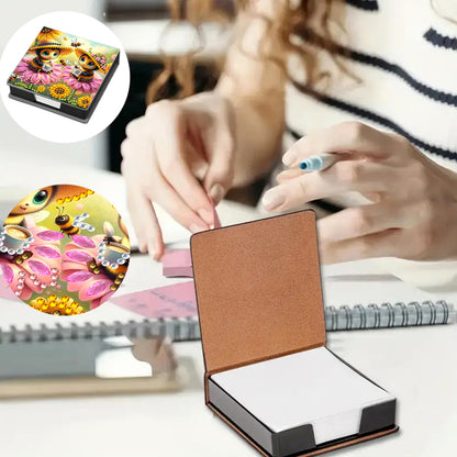 Leather Animals Diamond Painting Notecard Box Flowers Gem Art Sticky Note Holder