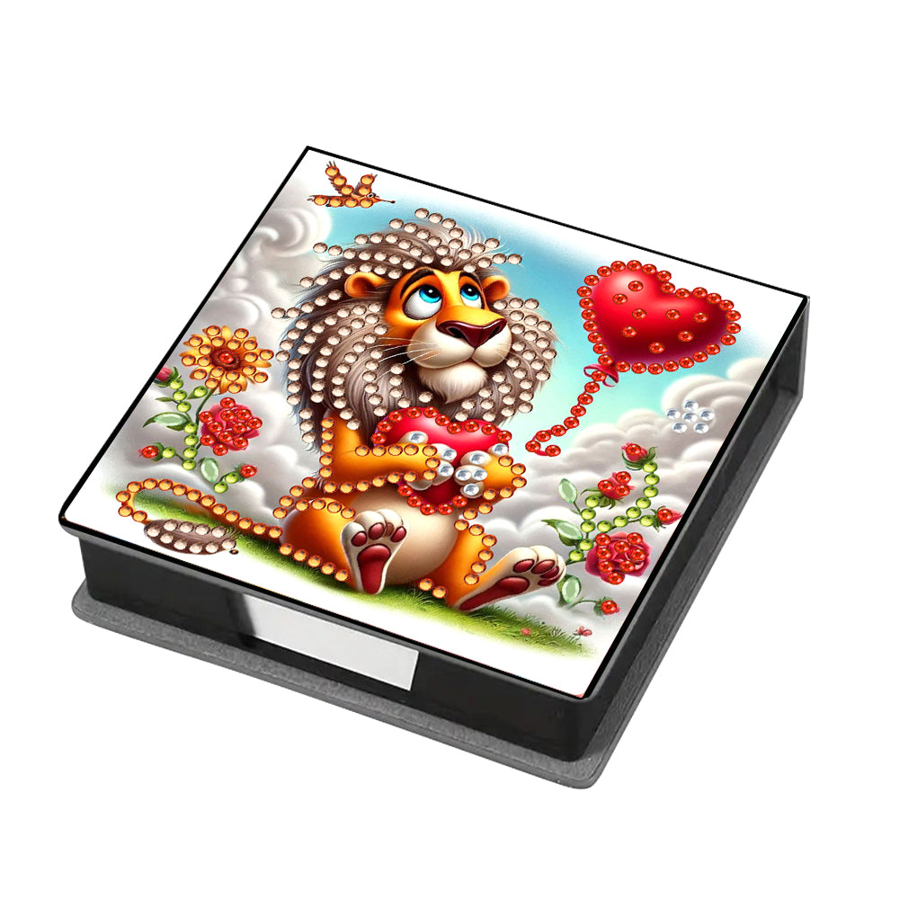 Leather Animals Diamond Painting Notecard Box Flowers Gem Art Sticky Note Holder
