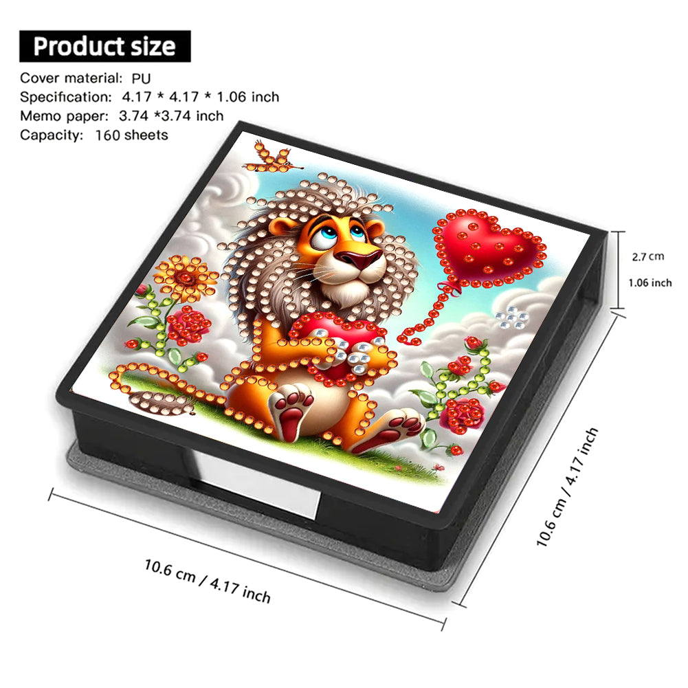 Leather Animals Diamond Painting Notecard Box Flowers Gem Art Sticky Note Holder