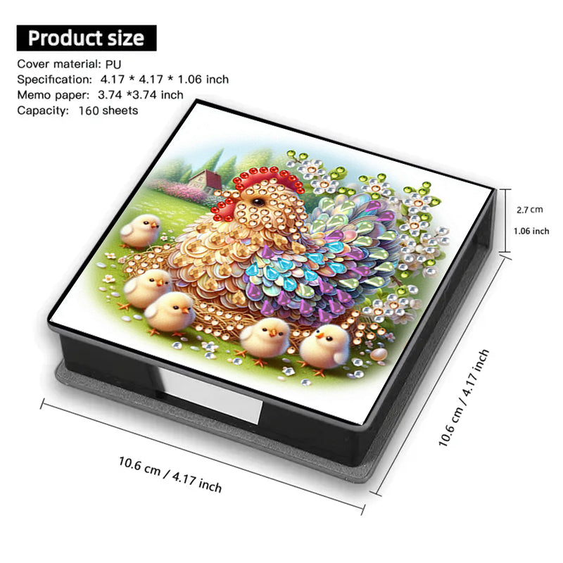 Leather Animals Diamond Painting Notecard Box Flowers Gem Art Sticky Note Holder