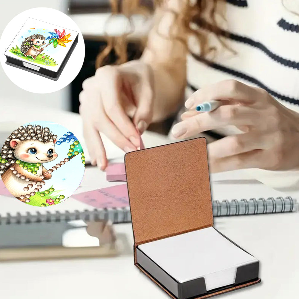 Leather Animals Diamond Painting Notecard Box Flowers Gem Art Sticky Note Holder