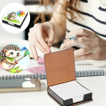 Leather Animals Diamond Painting Notecard Box Flowers Gem Art Sticky Note Holder