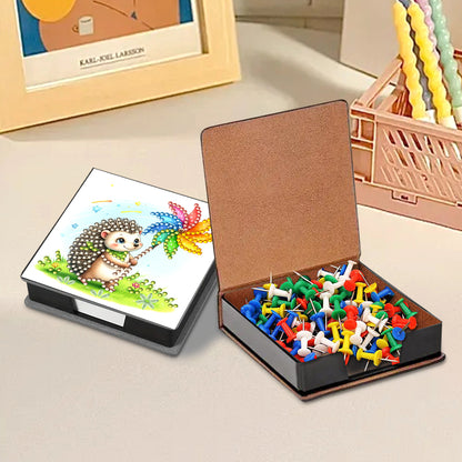 Leather Animals Diamond Painting Notecard Box Flowers Gem Art Sticky Note Holder