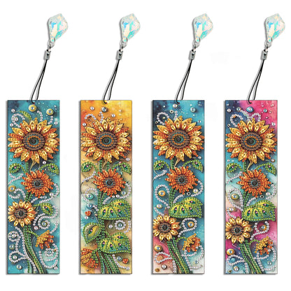 4 Pcs Flower Diamond Painting Bookmarks Diamond Art Bookmarks for Book Lovers