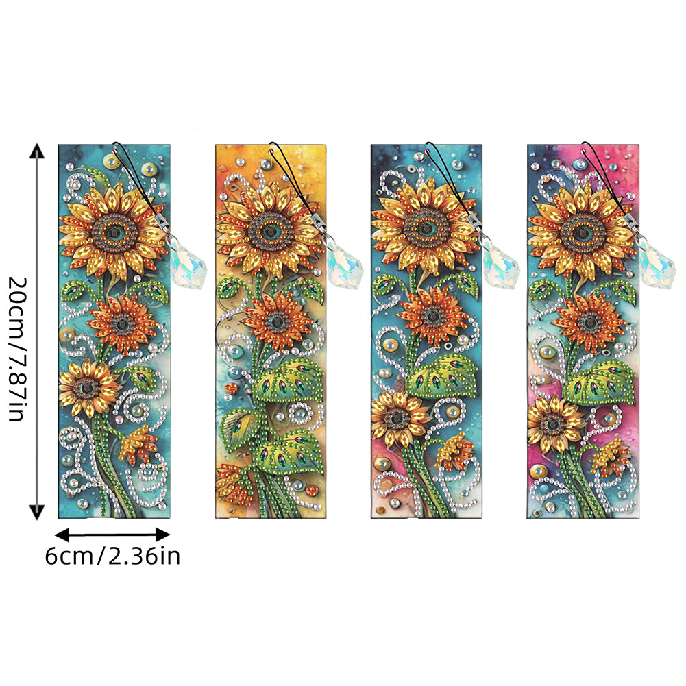 4 Pcs Flower Diamond Painting Bookmarks Diamond Art Bookmarks for Book Lovers