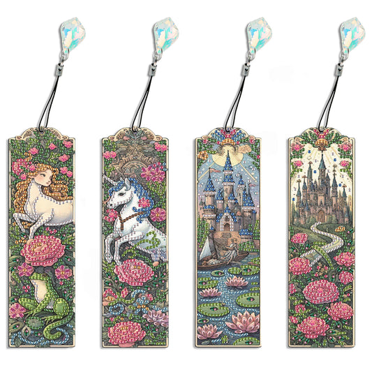 4 Pcs Flower Diamond Painting Bookmarks Diamond Art Bookmarks for Book Lovers