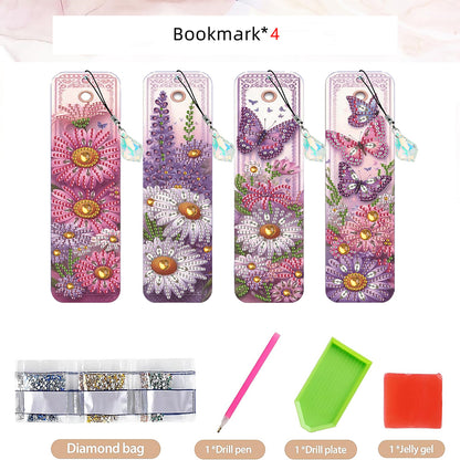4 Pcs Flower Diamond Painting Bookmarks Diamond Art Bookmarks for Book Lovers
