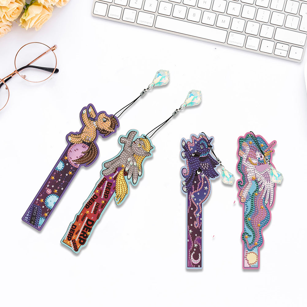 4 Pcs Flower Diamond Painting Bookmarks Diamond Art Bookmarks for Book Lovers