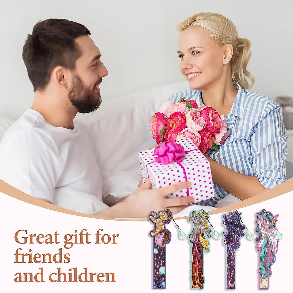 4 Pcs Flower Diamond Painting Bookmarks Diamond Art Bookmarks for Book Lovers