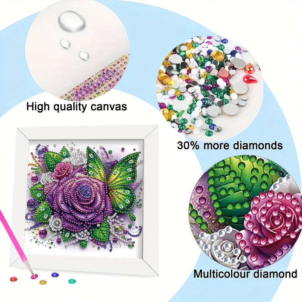 Rose Butterfly - Special Shaped Drill Diamond Painting 18*18CM